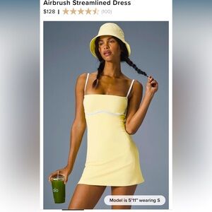 NWT Alo Yoga Lemon ice airbrush streamlined dress - size xxs